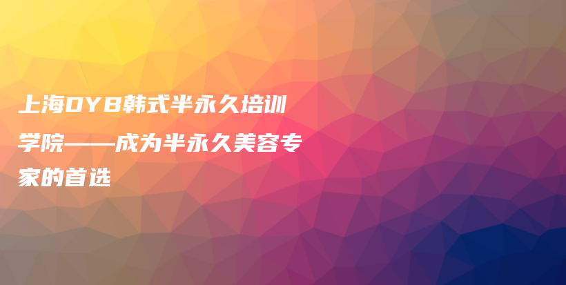 上海DYB韩式半永久培训学院——成为半永久美容专家的首选插图