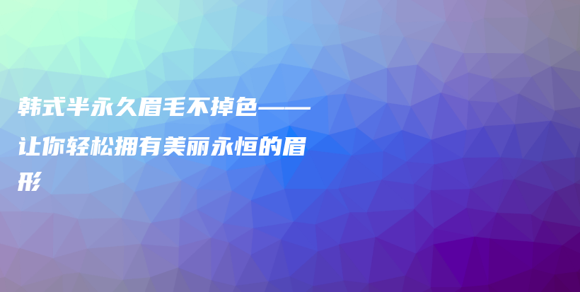 韩式半永久眉毛不掉色——让你轻松拥有美丽永恒的眉形插图