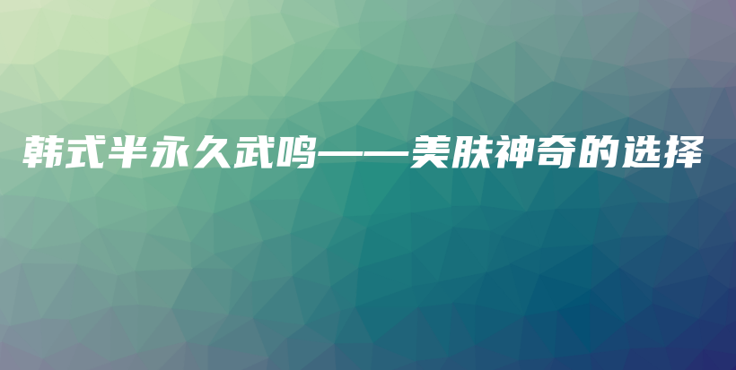 韩式半永久武鸣——美肤神奇的选择插图