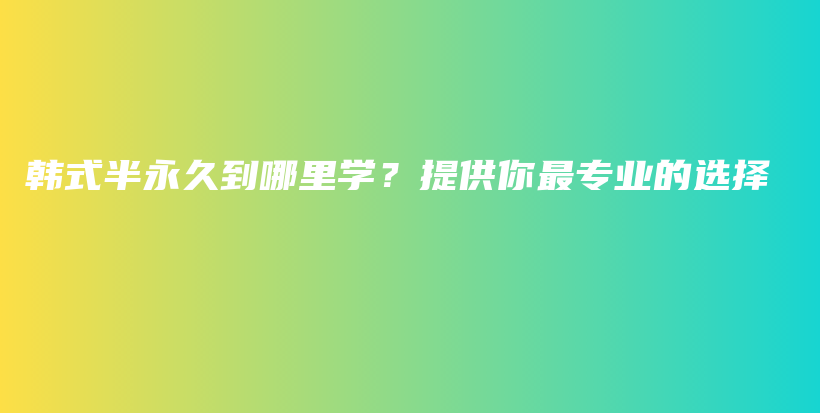 韩式半永久到哪里学？提供你最专业的选择插图