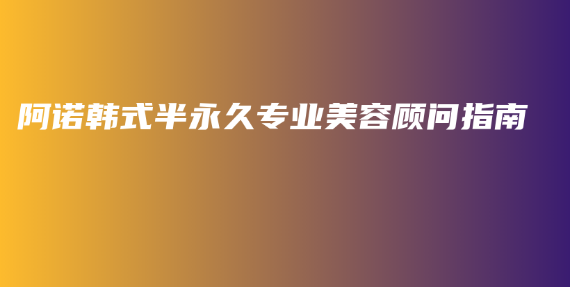 阿诺韩式半永久专业美容顾问指南插图