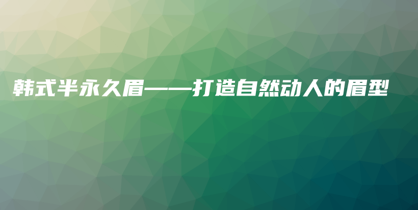 韩式半永久眉——打造自然动人的眉型插图