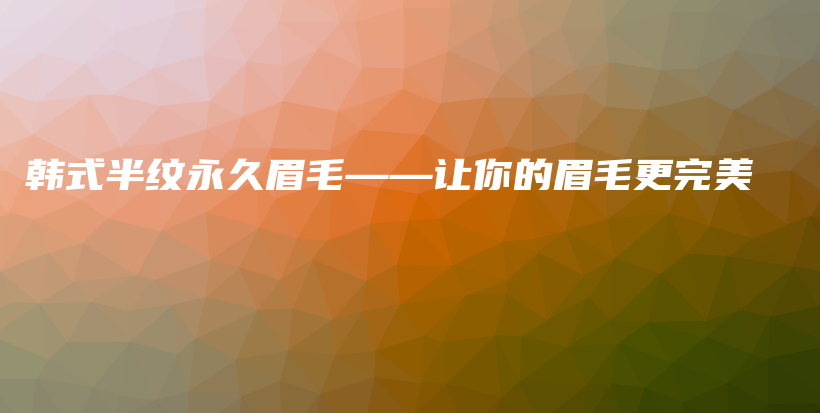 韩式半纹永久眉毛——让你的眉毛更完美插图