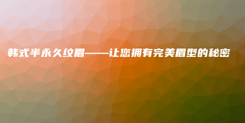 韩式半永久纹眉——让您拥有完美眉型的秘密插图