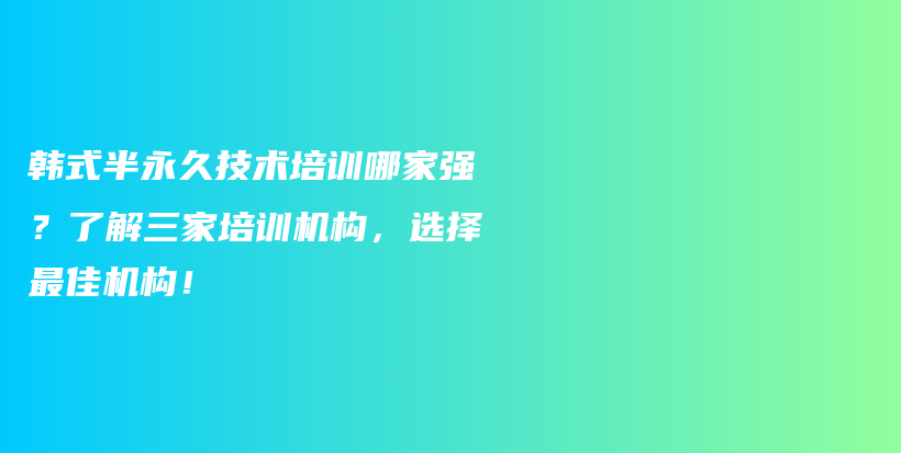 韩式半永久技术培训哪家强？了解三家培训机构，选择最佳机构！插图