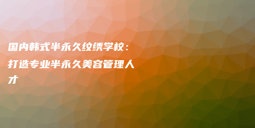 国内韩式半永久纹绣学校：打造专业半永久美容管理人才插图