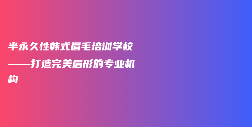 半永久性韩式眉毛培训学校——打造完美眉形的专业机构插图