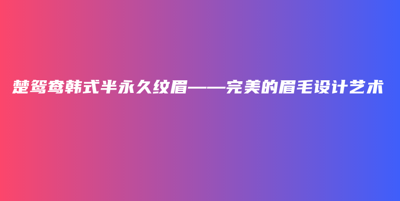 楚鸳鸯韩式半永久纹眉——完美的眉毛设计艺术插图