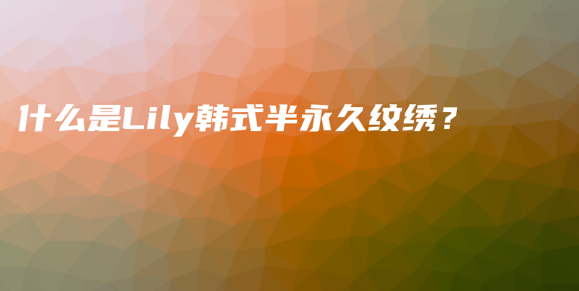 什么是Lily韩式半永久纹绣？插图