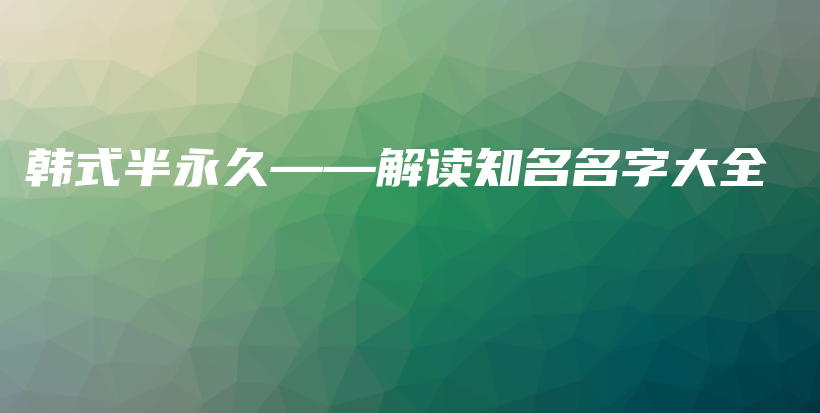 韩式半永久——解读知名名字大全插图