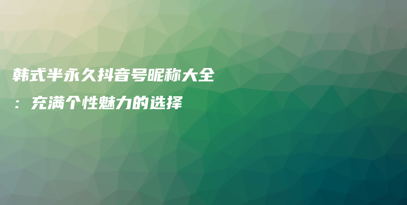 韩式半永久抖音号昵称大全：充满个性魅力的选择插图