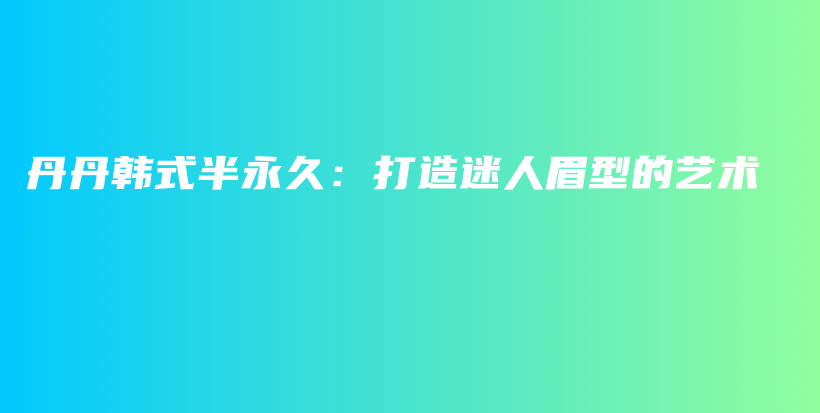 丹丹韩式半永久：打造迷人眉型的艺术插图