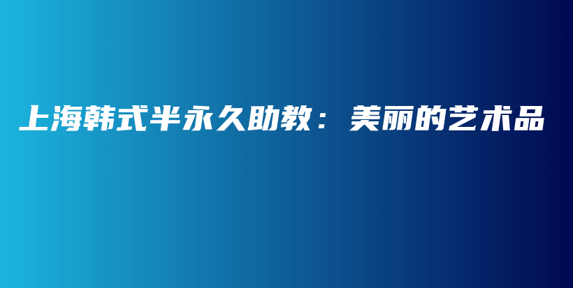 上海韩式半永久助教：美丽的艺术品插图