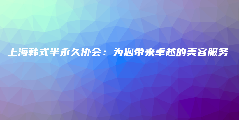 上海韩式半永久协会：为您带来卓越的美容服务插图