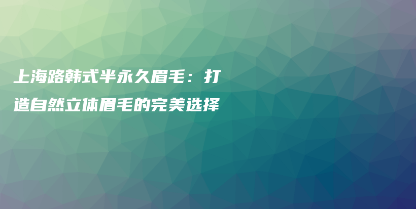 上海路韩式半永久眉毛：打造自然立体眉毛的完美选择插图