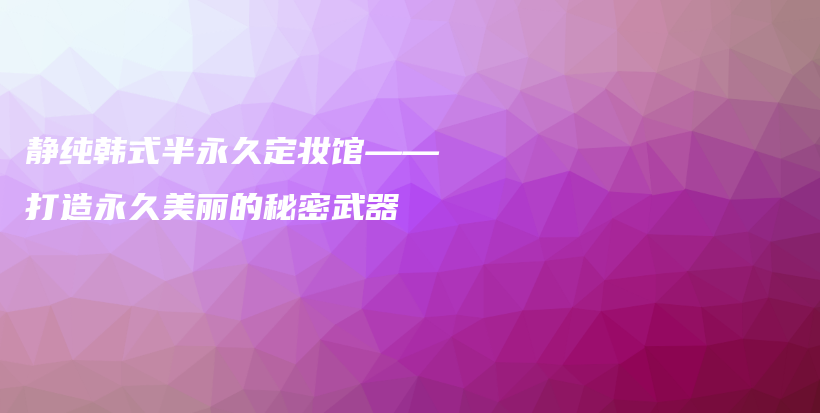 静纯韩式半永久定妆馆——打造永久美丽的秘密武器插图