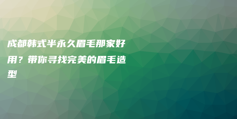 成都韩式半永久眉毛那家好用？带你寻找完美的眉毛造型插图