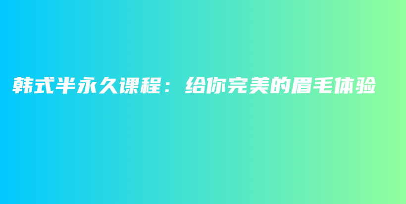 韩式半永久课程：给你完美的眉毛体验插图