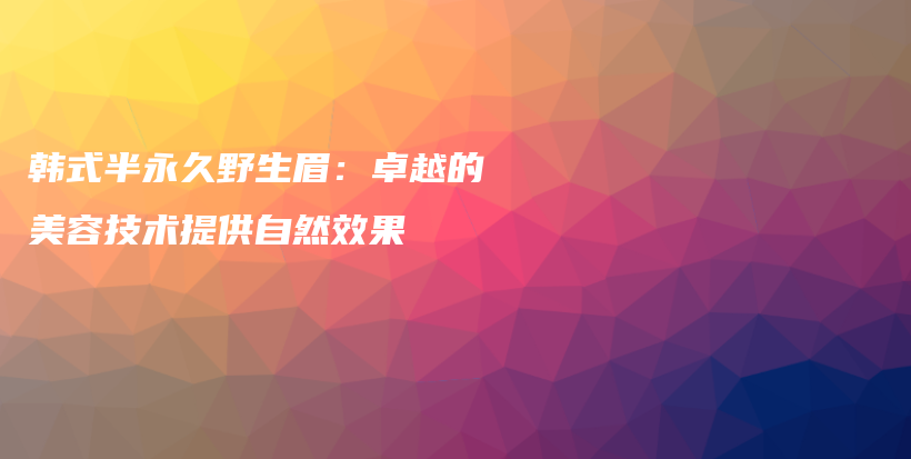 韩式半永久野生眉：卓越的美容技术提供自然效果插图