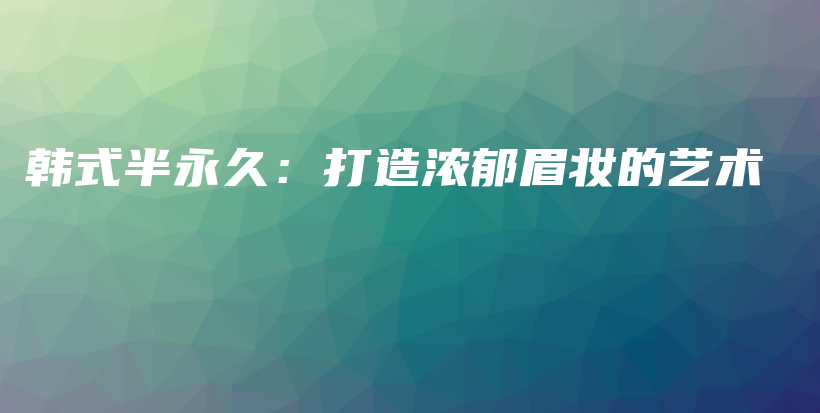 韩式半永久：打造浓郁眉妆的艺术插图