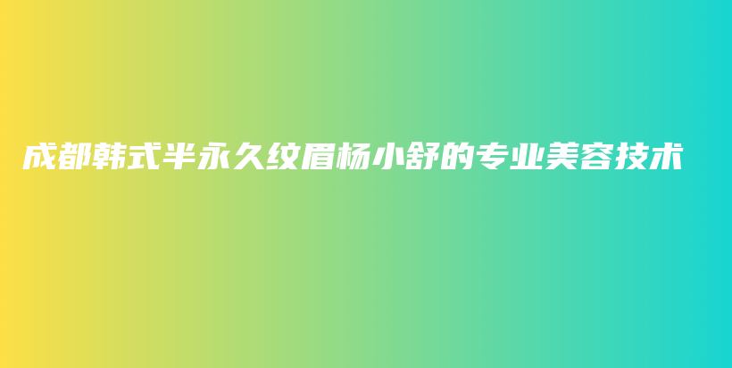 成都韩式半永久纹眉杨小舒的专业美容技术插图