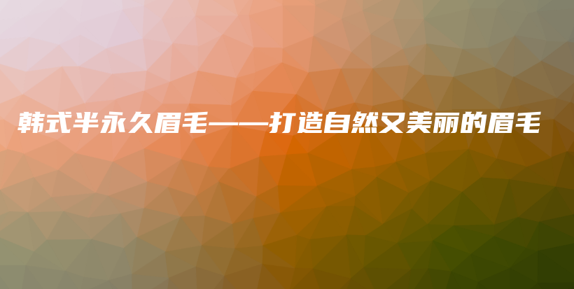 韩式半永久眉毛——打造自然又美丽的眉毛插图