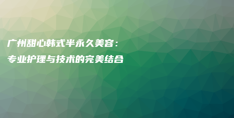 广州甜心韩式半永久美容：专业护理与技术的完美结合插图