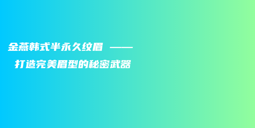 金燕韩式半永久纹眉 —— 打造完美眉型的秘密武器插图