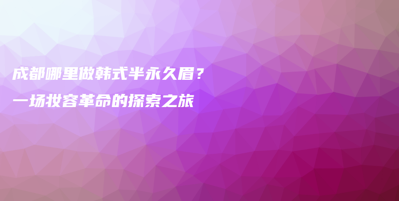 成都哪里做韩式半永久眉？一场妆容革命的探索之旅插图