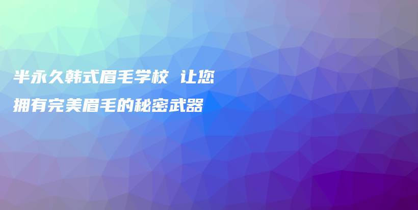 半永久韩式眉毛学校 让您拥有完美眉毛的秘密武器插图