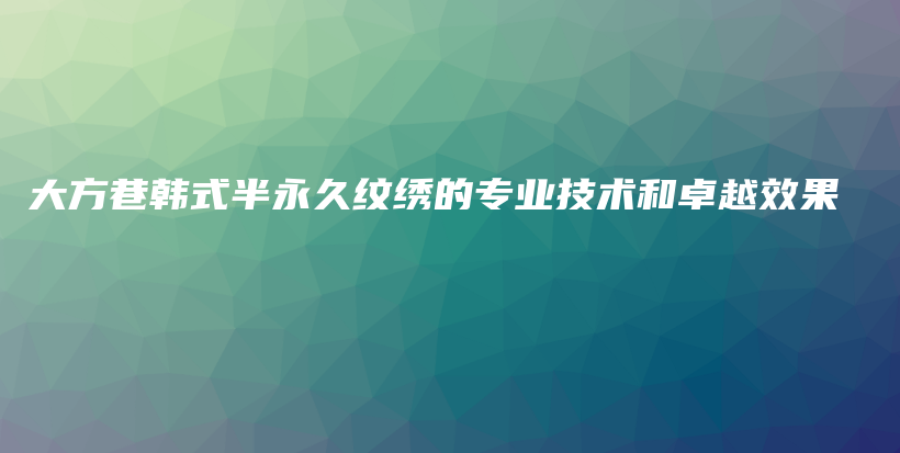 大方巷韩式半永久纹绣的专业技术和卓越效果插图