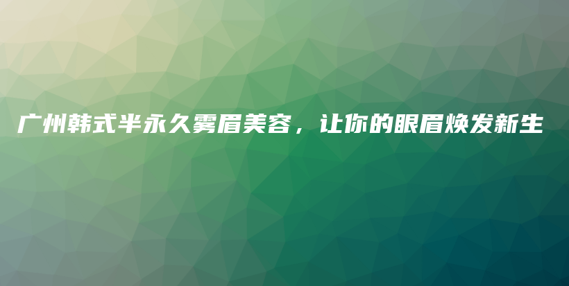 广州韩式半永久雾眉美容，让你的眼眉焕发新生插图