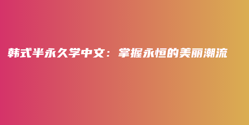 韩式半永久学中文：掌握永恒的美丽潮流插图