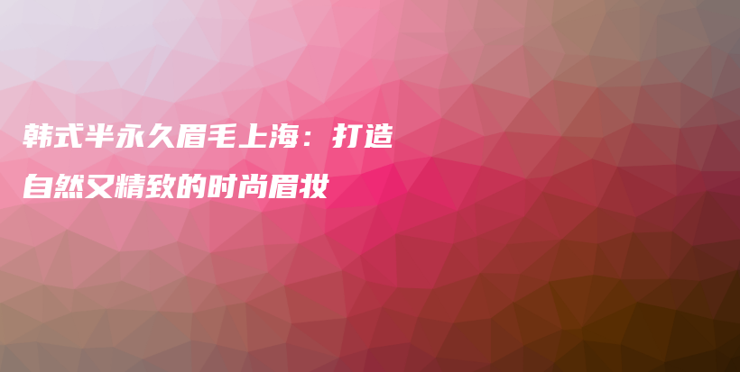 韩式半永久眉毛上海：打造自然又精致的时尚眉妆插图