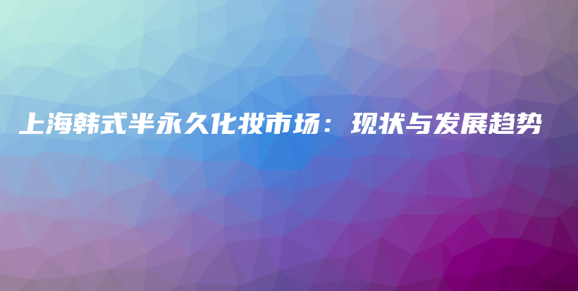 上海韩式半永久化妆市场：现状与发展趋势插图