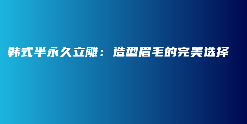 韩式半永久立雕：造型眉毛的完美选择插图