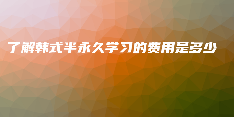 了解韩式半永久学习的费用是多少插图