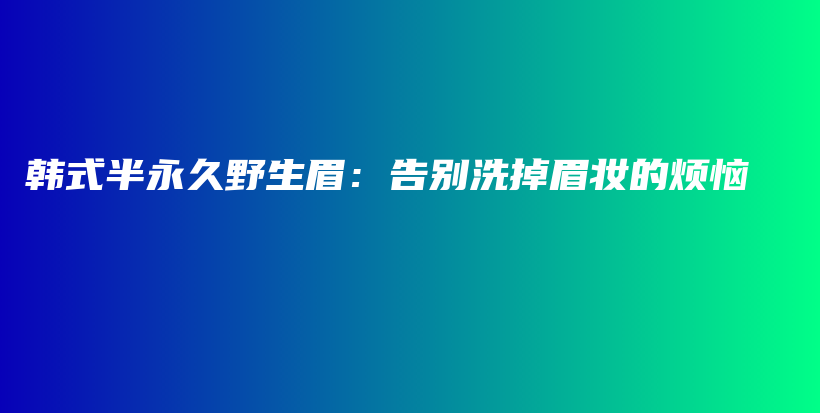 韩式半永久野生眉：告别洗掉眉妆的烦恼插图