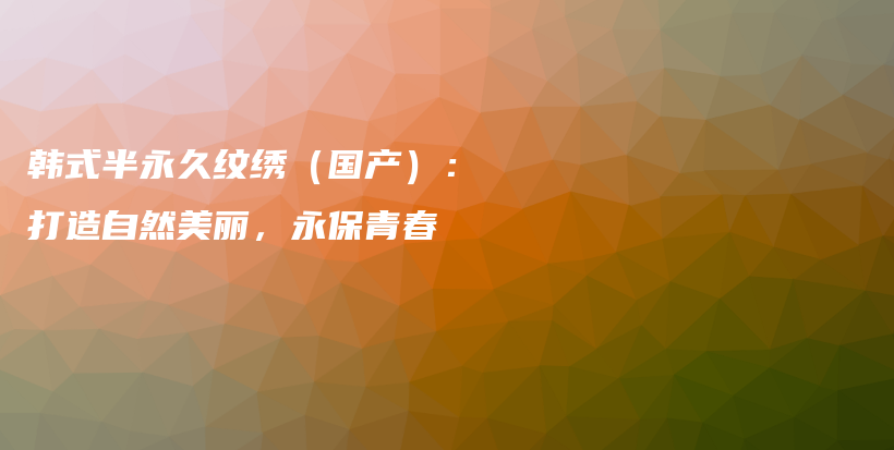 韩式半永久纹绣（国产）：打造自然美丽，永保青春插图