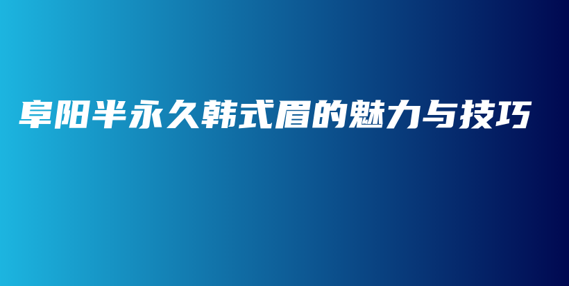 阜阳半永久韩式眉的魅力与技巧插图